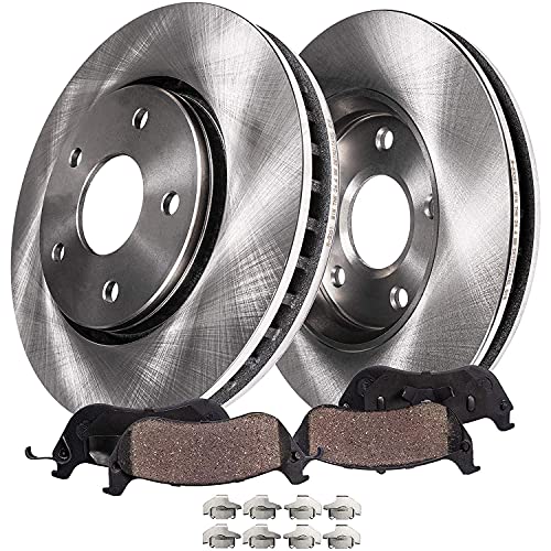 Detroit Axle - Front Disc Rotors + Ceramic Brake Pads Replacement for Lexus ES300h ES350 Toyota Camry Avalon - 4pc Set