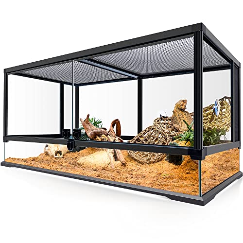NEPTONION 48 Gallon Professional Glass Terrarium 36"x18"x18" Durable Reptile Habitat Tank with Heat Resistant Aluminum Alloy Frame, Dual Front Swinging Doors for no Jam by Sand and Other Debris