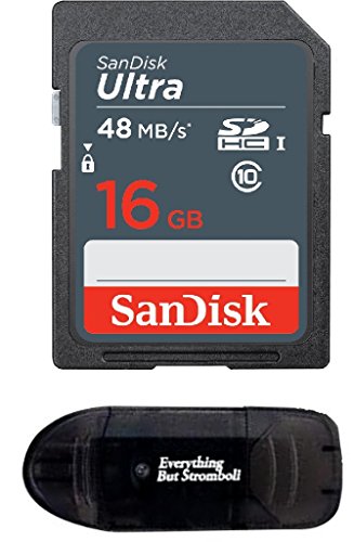 Sandisk 16GB SD SDHC Flash Memory Card works with NINTENDO 3DS DS DSI & Wii Media Kit, Nikon SLR Coolpix Camera, Kodak Easyshare, Canon Powershot, Canon EOS, comes with Everything But Stromboli Reader