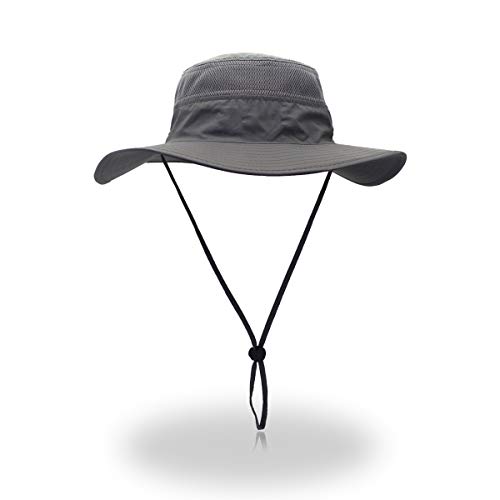 EONPOW Fishing Hats Windproof UPF50+ UV Protection Bucket Beach Mesh Sun Hat 56-61cm Dark Gray