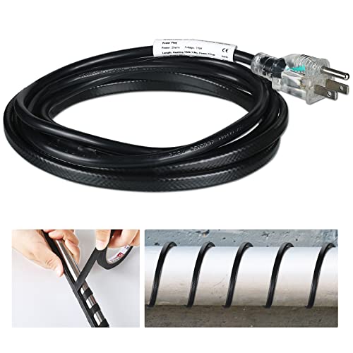 Water Pipe Heat Tape Self-Regulating Heating Cable with Power Indicator Plug Built-in Thermostat, 120V Heavy Duty Heating Cable for Pipe Freeze Protection (1 Pcs, 12 Ft)