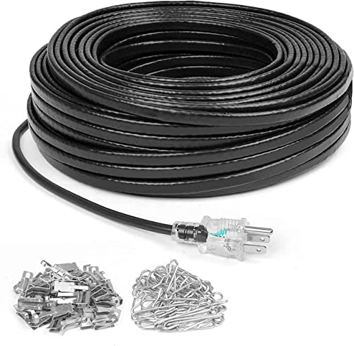 heat tape, Deicing Heating Cable,Pipe (Metal And Plastic) Freeze Protected Water Pipe Heating Cable, Self Regulating Temperature, with Mounting Buckle, 120V 8W/ft 100feet