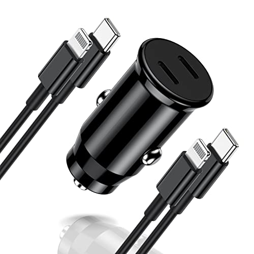 iPhone 11 12 13 14 Car Charger, Dual Port USB C Power Delivery Fast Car Charging Adapter Plug with 2Pack 6ft Type C to Lightning Cable Cord for iPhone 14 Pro Max/13 Pro/12 Pro/12 Mini/11/X/XS/XR/iPad