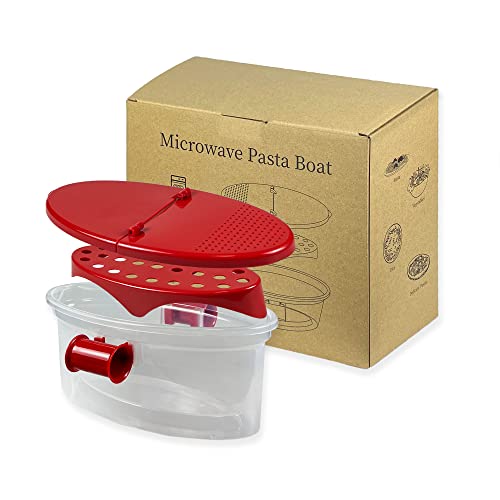 MOCHEE Microwave Pasta Boat with Strainer Pasta Cooker for Pasta, Rice, Vegetables, Chicken