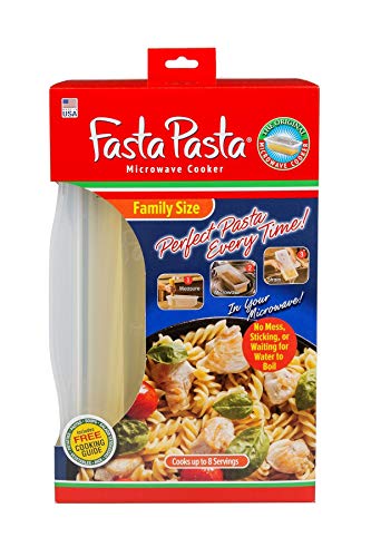 Microwave Spaghetti Cooker -The Original Fasta Pasta Family Size- Quickly Cooks up to 8 Servings- No Mess, Sticking, or Waiting for Water to Boil- Perfect Al Dente Pasta Every Time