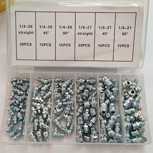 Nisorpa 220pcs Grease Fitting Assortment 110pcs Metric Grease Zerks Fittings Straight 90 Degree 45 Degree Angled Grease Nipples 110pcs Imperial Grease Nipple Set With Plastic Box