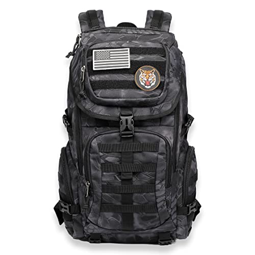 Wotony Military Tactical Backpack mens backpack NYLON large BLACK Army 3 Day Assault Pack Molle Bag Backpacks backpack for men(Black)