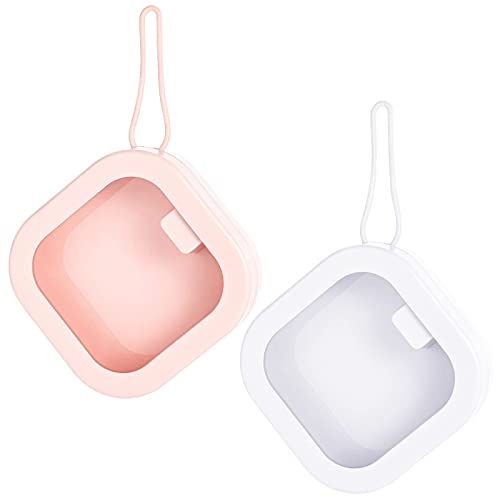 Prudiut 2pcs Hair Tie Organizer Small Portable Hair Tie Holder Organizer Jewelry Organizer for Teen Girl Women Gifts(Pink and White)