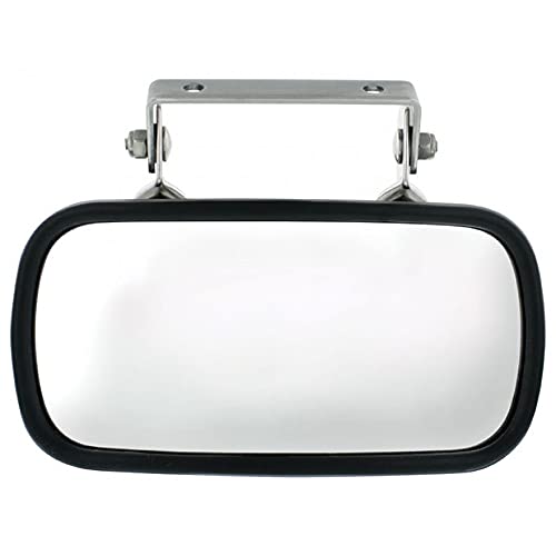 United Pacific Stainless Steel Rectangular Convex Mirror w/U-Bracket for Cars, Trucks, Boats, Tractors, Forklifts, Improves Visibility  1 Unit