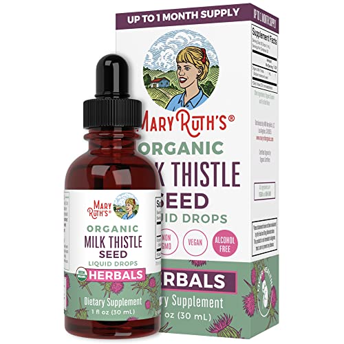 Milk Thistle Seed Liquid Drops by MaryRuth's | Sugar Free | USDA Organic Milk Thistle Drops | Herbal Tinctures | Unflavored | Vegan | Gluten Free | 30 Servings | 1 Fl Oz