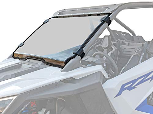 SuperATV Heavy Duty Scratch Resistant Full Windshield for 2020+ Polaris RZR PRO XP / PRO XP 4 | 1/4" Thick Polycarbonate 250X Stronger than Glass | Cut to Fit Your RZR PRO XP Perfectly! | USA Made