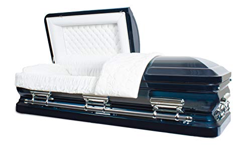 Overnight Caskets - Royale Blue with White Velvet Interior - 18 Gauge Metal Casket - Coffin