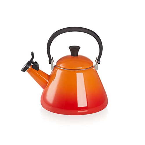 Le Creuset Kone Stove-Top Kettle with Whistle, Suitable for All Hob Types Including Induction and Cast Iron, Enamelled Steel, Capacity: 1.6 L, Volcanic, 92000200090000