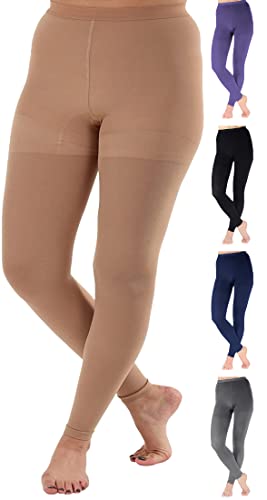 ABSOLUTE SUPPORT 3XL Plus Size Compression Leggings for Women 20-30mmHg - Extra Large Footless Compression Pantyhose for Ladies Post Surgery Recovery Swelling Varicose Veins Beige, 3X-Large