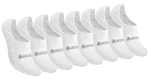 Saucony Women's Show Cushioned Invisible Liner Socks, White (8 Pairs), Shoe Size: 6-10