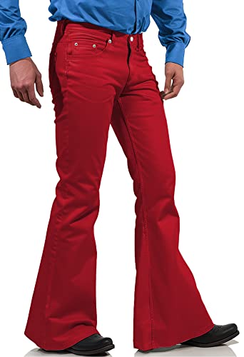 70s Disco Pants for Men,Mens Bell Bottom Jeans Pants,60s 70s Bell Bottoms Vintage Denim Pants Jeans for Men Red