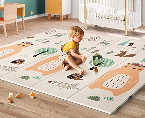 UANLAUO Baby Play Mat,79" X 71" Extra Large Foldable Baby Crawing Mat,Thick Foam Play Mat for Baby,Waterproof Floor Playmat,Reversible Portable Playmat for Babies and Todders,Indoor&Outdoor Use