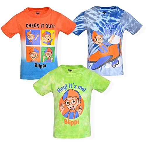 Blippi Boys 3 Pack T-Shirt for Toddler and Little Kids  Blue/Orange/Green