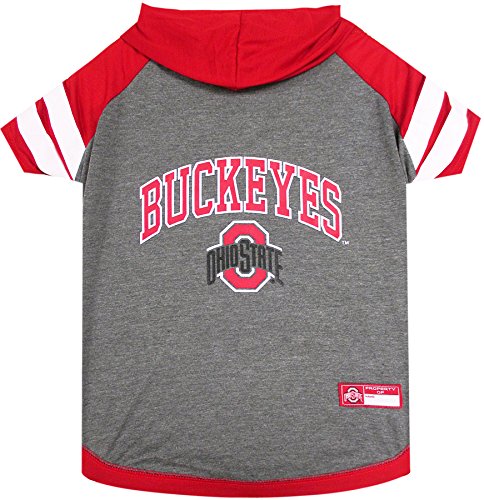 Pets First NCAA Ohio State Buckeyes Hoodie for Dogs & Cats, Large. | Collegiate Licensed Dog Hoody Tee Shirt | Sports Hoody T-Shirt for Pets | College Sporty Dog Hoodie Shirt