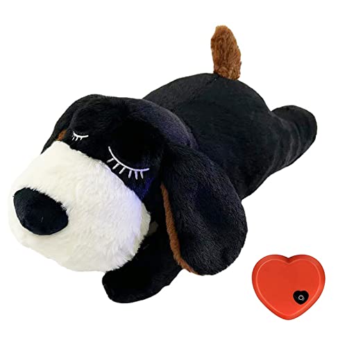 ZALBYUY Puppy Toys with Heartbeat,Puppy Sleep Aid Toy,Small Dog Training Toys for Separation Anxiety Relief,Pets Plush Toys for Dogs Cats (Black)