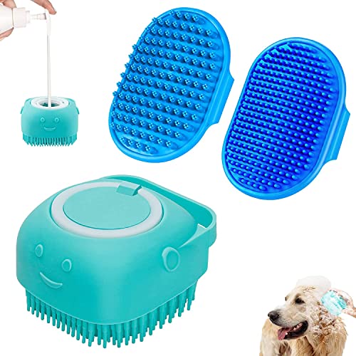 Comotech 3PCS Dog Bath Brush | Dog Shampoo brush | Dog Scrubber for Bath | Pet-Dog Bath Massage Brush Scrubber | Dog Shower/Wash /Grooming/Washing Brush with Adjustable Ring Handle for Short & Long Haired Dogs/Cats