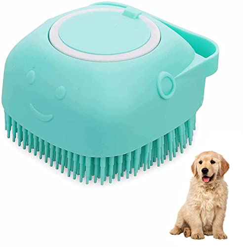 Dog Bath Brush Silicone Rubber Dog Grooming Brush Silicone Puppy Cat Grooming Cleaning for Short Long Haired Dogs and Cats Washing (Blue)