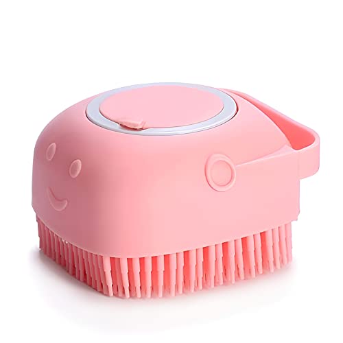 BLMHTWO Pet Bath Brush Dog Scrubber for Bath Pet Shampoo Brush Dog Bathing Brush Pet Bubble Brush with Silicone Loop Handle for Long Short Haired Dogs and Cats
