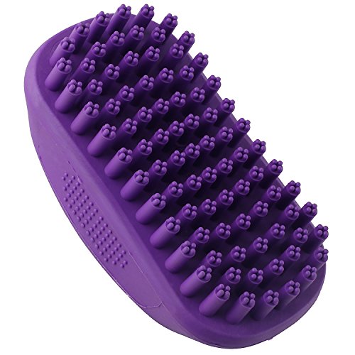 Pet Bath & Massage Brush by Hertzko - Great Grooming Comb for Shampooing and Massaging Dogs, Cats, Small Animals with Short or Long Hair - Soft Rubber Bristles Gently Removes Loose & Shed Fur from your Pet (Without Handle)