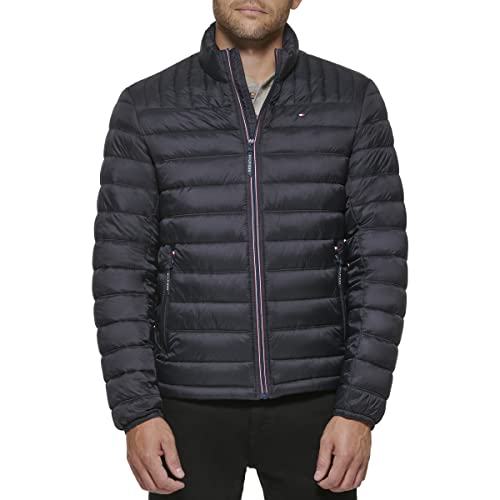 Tommy Hilfiger mens Ultra Loft Lightweight Packable Puffer Jacket (Standard and Big & Tall) Down Alternative Coat, Black, Small US