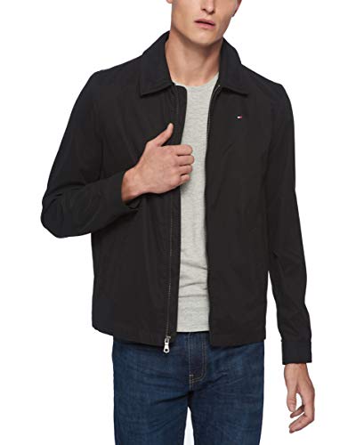 Tommy Hilfiger Men's Lightweight Microtwill Golf Jacket (Standard and Big & Tall), Deep Black, Large