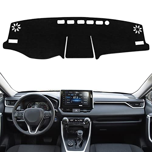 REMOCH for Toyota Rav4 Accessories 2019 2020 2021 2022 2023 Dash Cover Dashboard Cover Mat Custom Fit Center Console Cover Sunshield Protector RAV 4 PadBlack Trim