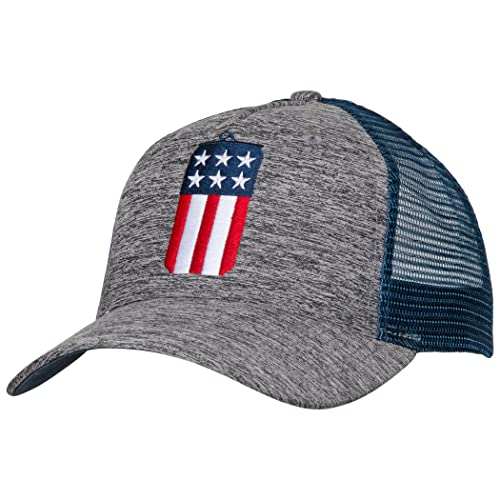 Miller Lite Patriotic Beer Can Trucker Snapback Hat, Grey, One Size