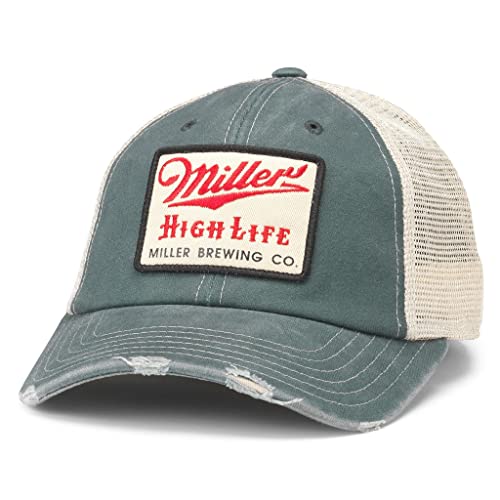 AMERICAN NEEDLE Miller High Life Beer Orville Adjustable Snapback Baseball Hat, Stone/Green (23001A-MHL-STGN)