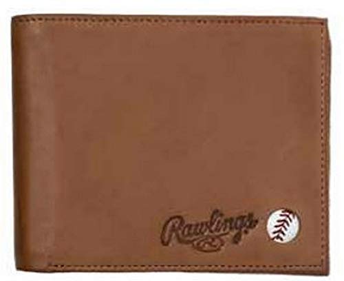 Rawlings Play Ball Bifold Leather Wallet For Men (Tan)