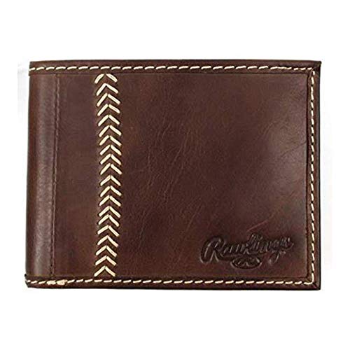 Rawlings Baseball Stitch Leather Bifold Wallet Chocolate