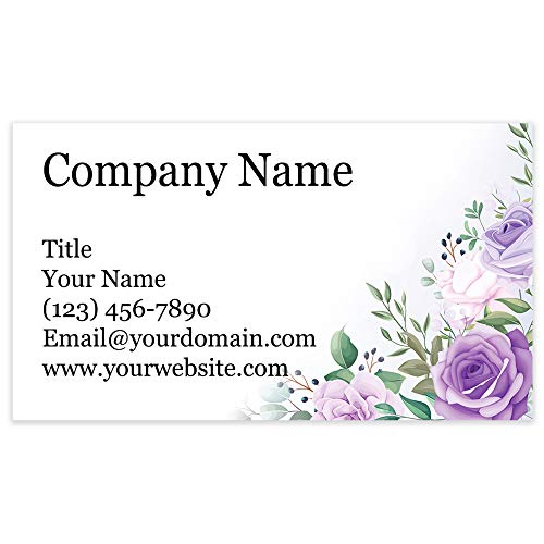 Personalized Floral Design Business Cards 3.5" x 2" - Recycled or Matte Card Stock - 100% Made in the U.S.A. - Over 20 Floral Designs! (Lavender)