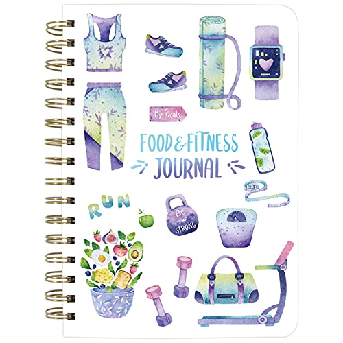 Food and Fitness Journal Meal Journal Diary Workout Wellness Log Notebook Planner Weight Loss Diet Meal Exercise Training Health Tracker 6.1" x 8.5" Hard Cover