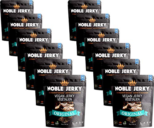 Noble Jerky - Vegan, Vegetarian, Plant Based Snack, Non-GMO (Original, 12 Bags (70 gram Bags))