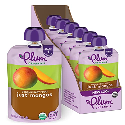 Plum Organics | Stage 1 | Organic Baby Food Meals [4+ Months] | Mango Puree | 3.5 Ounce Pouch (Pack Of 6)