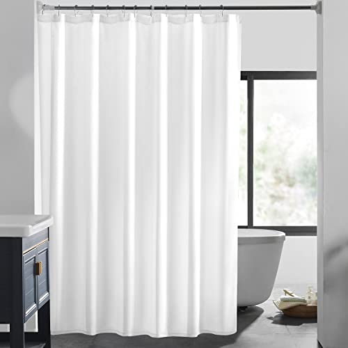 LOVTEX White Fabric Shower Curtain Liner - 70x72 White Waterproof Fabric Shower Liner (White Fabric, 1PC)