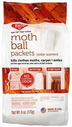 Enoz Moth Ball Packets - Ceder Scented Kills Clothes Moths, Carpet Beetles, and Eggs and Larvae