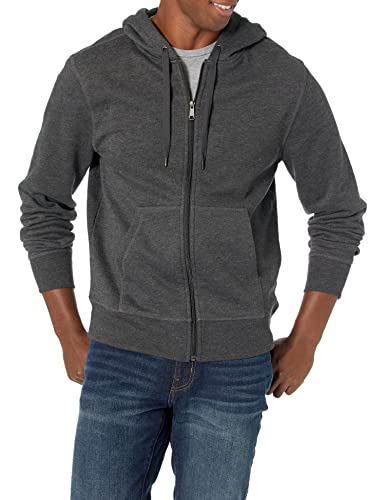 Amazon Essentials Men's Full-Zip Hooded Fleece Sweatshirt (Available in Big & Tall), Charcoal Heather, Large