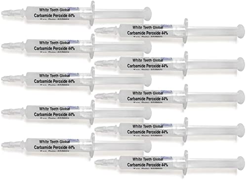 White Teeth Global 10 Syringes (3ml) New Strongest 44% Carbamide Peroxide Teeth whitening Gel