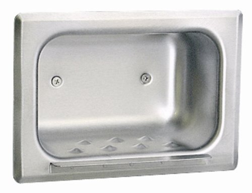 Bobrick 4380 304 Stainless Steel Recessed Heavy-Duty Soap Dish, Matte Polished Finish, 7-3/16" Width x 5" Height