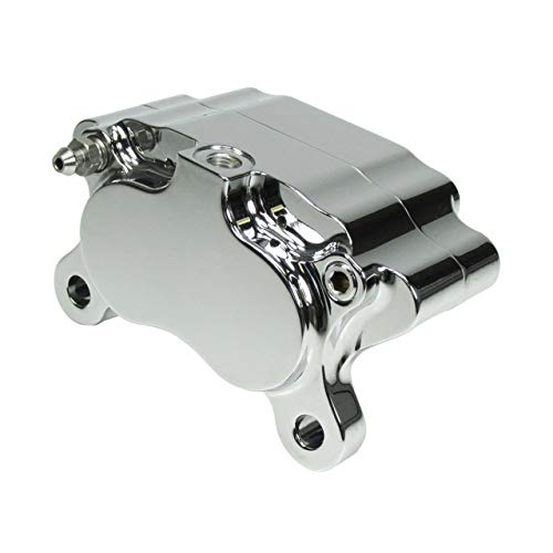 Chrome Ultima 4-piston Billet Aluminum Motorcycle Brake Caliper WITH PADS - Mounting Kits Also Available - Harley Chopper Bobber Cafe Racer
