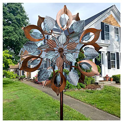 Birthday Gifts for Women 84 Inch Garden Metal Wind Spinner -Pinwheels Kinetic Art Windmill for Yard Lawn Patio& Garden Decor Outside (E-Copper-1) (E-Wind Spinner)