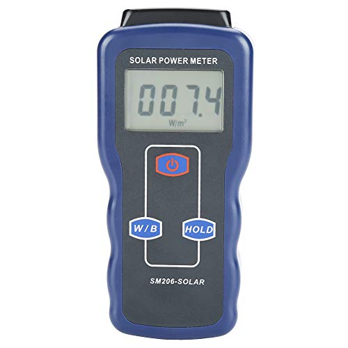 SM206 Solar Power Meter, Akozon Sun Light Radiation Testing Measuring Instrument for Solar Energy Research Meteorology Agriculture Physical Optical Experiments