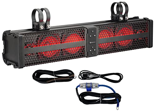 Rockville XBAR-24 24" ATV/UTV Soundbar Bluetooth Speaker System w LED + Wire Kit, Black