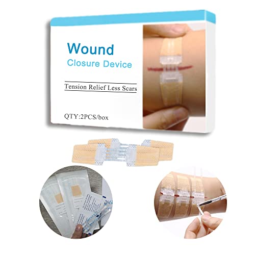 2Pcs Zip Stitch Sutures, Extra Large Strips Wound Closure Device, Waterproof Butterfly Wound Closure Strips, Hospital Grade Laceration Kit