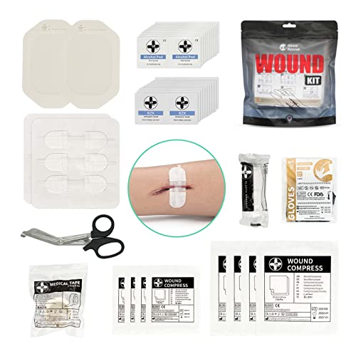 RHINO RESCUE Zip Stitch 6pcs with Wound Dresssings, Wound Closure Strips Without Suture, Zipstitch Laceration Closure Kit for Cut Care, Adhesive Wound Closure Bandages